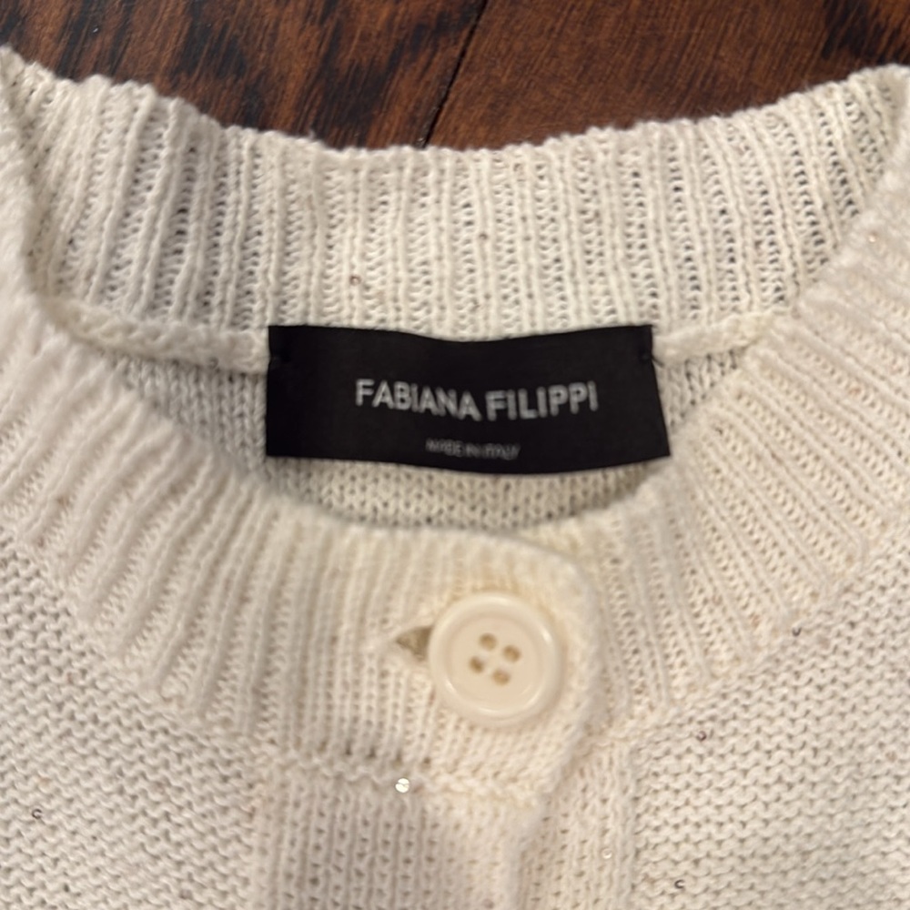Cream Button-Front Knit Cardigan - Picture 2 of 3